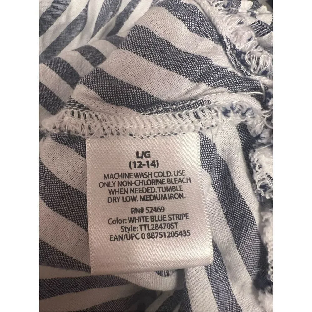 Time and Tru blue and white striped boatneck blouse size Large